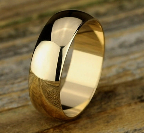 Loop 14K Yellow Gold Wedding Band with Domed Polished Finish 7mm