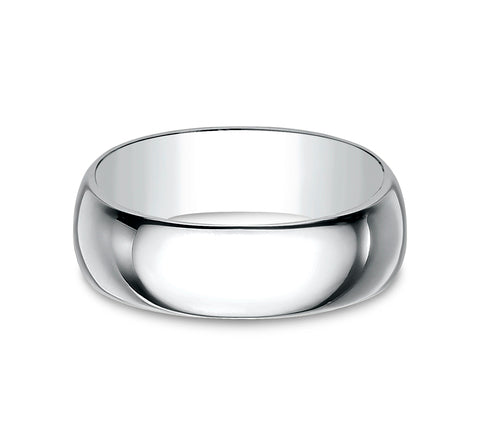 Bond 14K White Gold Wedding Band with Domed Polished Finish 8mm