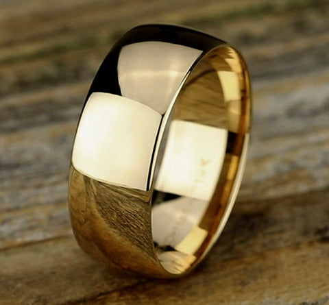 Bond 14K Yellow Gold Wedding Band with Domed Polished Finish 8mm