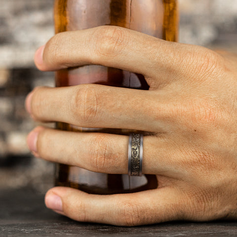 The Royal Tantalum and Bronze Vintage Script Pattern Center and Straight Edges 8mm Forged Union