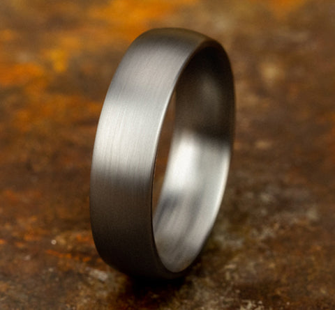 The Watchman 6mm Grey Tantalum Satin Finished Center Domed Wedding Ring Forged Union