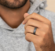 The Watchman 6mm Grey Tantalum Satin Finished Center Domed Wedding Ring Forged Union