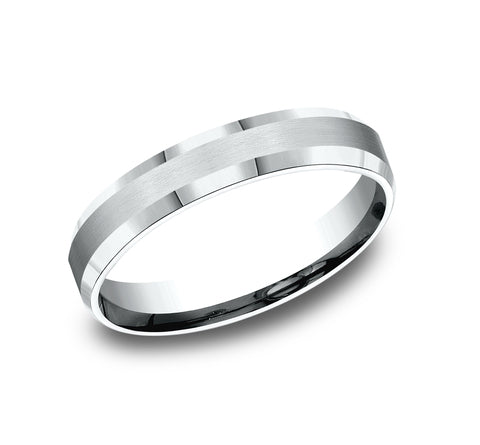 Chancellor 14K White Gold Wedding Band with Beveled Edge Satin Finish 4mm