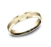 The Suncrest 18K Yellow Gold Wedding Band with Beveled Edge Satin Finish 4 mm Forged Union