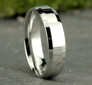 The Highland Platinum Wedding Ring with Polished Finish and Beveled Edges 6mm Forged Union