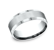 The Suncrest 18K White Gold Wedding Band with Beveled Edge Satin Finish  6 mm Forged Union