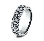 The Forum 14K White Gold Roman Script Designed Ring – 6 mm Forged Union