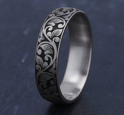 The Forum 14K White Gold Roman Script Designed Ring – 6 mm Forged Union