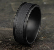 The Admiral Darkened Tantalum Wire Finish Center Straight Edge Ring 8mm Forged Union