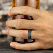 The Admiral Darkened Tantalum Wire Finish Center Straight Edge Ring 8mm Forged Union