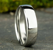 The Elara 18K White Gold Wedding Band with Euro-fit Polished Finish 6.5 mm Forged Union