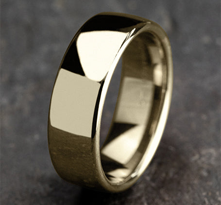 The Marisol 18K Yellow Gold Wedding Band with Euro-fit Polished Finish 7.5mm Forged Union