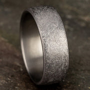 The Aurora Grey Tantalum 8mm Swirl Finish Euro Fit Wedding Ring Forged Union