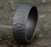 The Shredder 8mm Darkened Tantalum Hammer Finish Center Euro Fit Ring Forged Union
