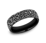 The Thors Hammer Black and Grey Titanium Ring with Thor Hammer Design 6.5mm Forged Union