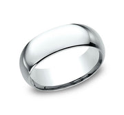 The Lumen 18K White Gold Domed Wedding Band with Polished Finish 8mm Forged Union