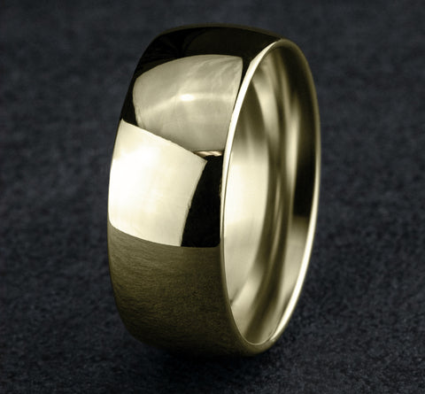The Lumen 18K Yellow Gold Domed Wedding Band with Polished Finish 8 mm Forged Union