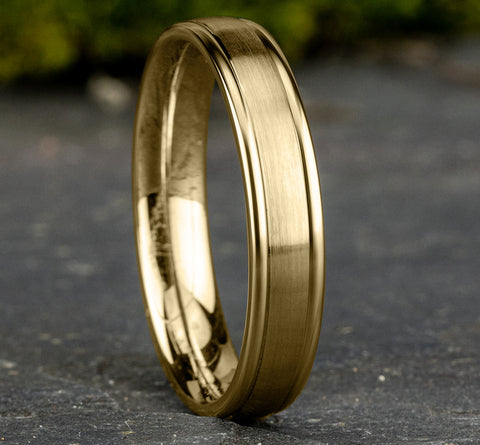 The Washington 18K Yellow Gold Wedding Band Satin Finish Polished Edges 4.5mm