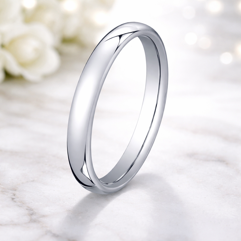 Seren 14K White Gold Wedding Band European-fit Polished Finish 3.5 mm