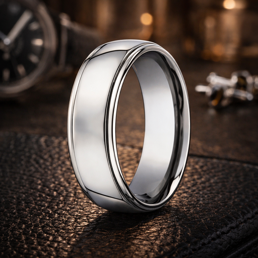 Strata Titanium Wedding Band with Polished Finish and Step-Down Edge  7mm