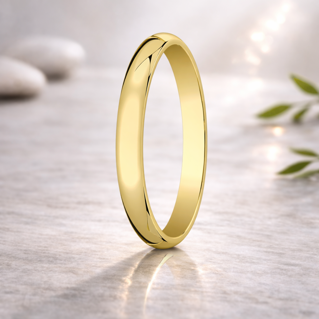10K Yellow Gold スターバングル Sura 10K Yellow Gold Wedding Band with Domed Polished Finish 5mm