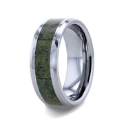 The Liberty Tungsten Ring Beveled Edges and Green Copper Conglomerate Inlay - 8mm Forged Union