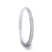 The Emilia Flat Polished Titanium Women's Eternity Wedding Ring With White Diamonds - 2mm Forged Union