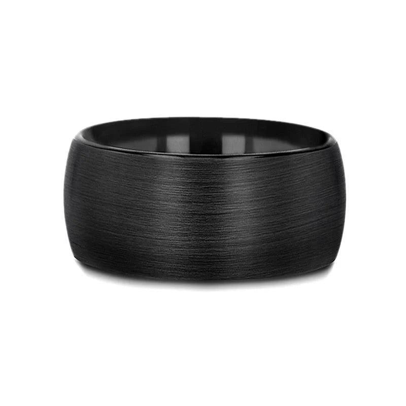 Milwaukee  Round Black Tungsten Carbide Ring with Brushed Finish 12mm