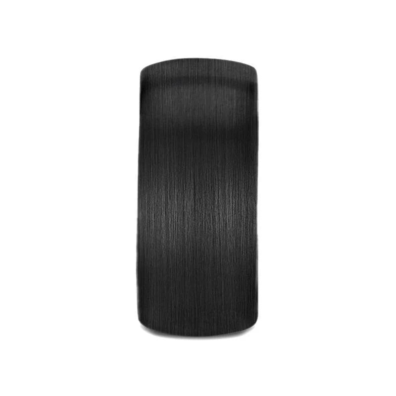 Milwaukee  Round Black Tungsten Carbide Ring with Brushed Finish 12mm