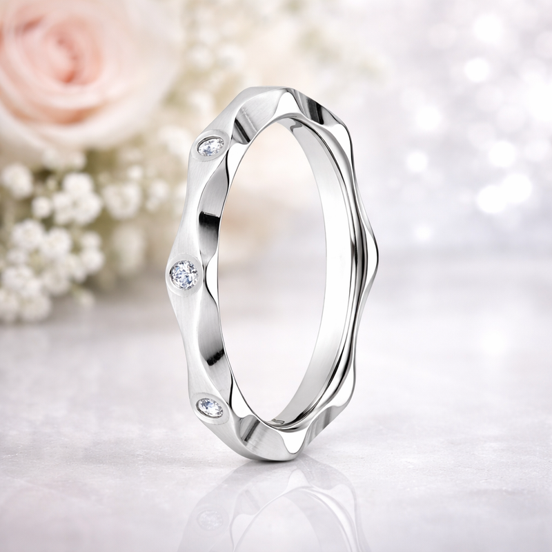 The Wave 14KW Scalloped Designed with 16 carat Eternity Band 2.5mm
