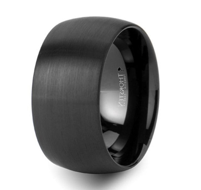 The Milwaukee  Round Black Tungsten Carbide Ring with Brushed Finish- 20mm