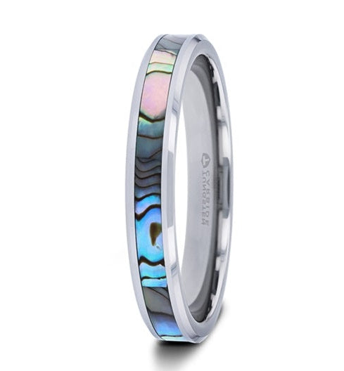 The Maui Thorsten Tungsten Carbide Ring with Mother of Pearl Inlay - 4mm