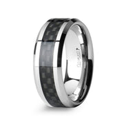 The Maximus Men's Black Carbon Fiber Inlay Tungsten Carbide Wedding Band 8mm