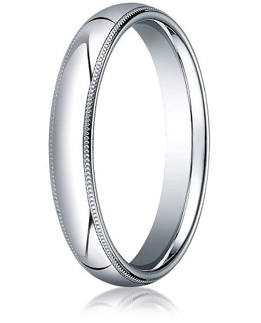 designer 3 mm domed milgrain polished finish with comfort-fit 10k white gold wedding band