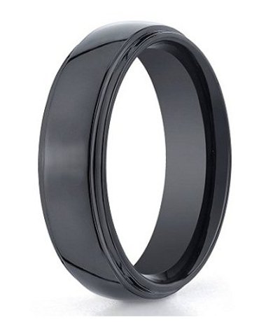 The Nebul Black Seranite Wedding Ring with Polished Finish 7mm