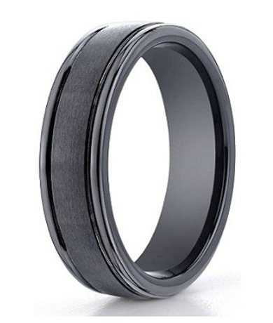 The Zeric Seranite Wedding Band with Satin Finish and Polished Edges 6mm