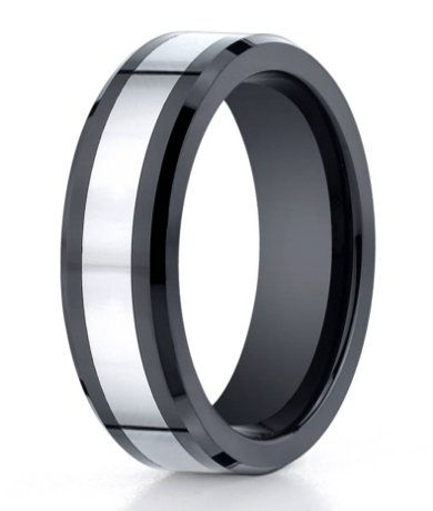 The Duo Seranite Wedding Ring with Cobalt Chrome Center  7mm